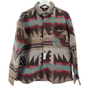 Tribal Studios Jacket Women's Size Large Aztec Southwest Wool Button Up *Defect*